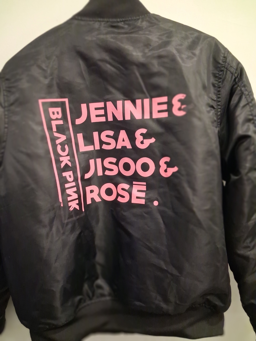 PINK Victoria's Secret Black Bomber Jacket with Pink Graphic Back